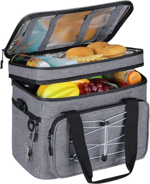 Hielera plegable de costados suaves, con bolsa térmica extragrande, aislada y a prueba de fugas para de 60 a 75 latas
